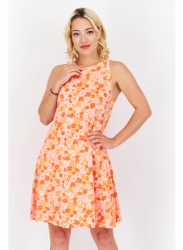 Buy Women Floral Printed Mini Dress, Orange Combo in UAE