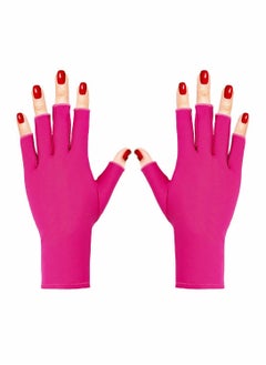 اشتري UV Glove for Nail Lamp, Gel Manicures Glove, Half Finger Stretchy Gloves for Girls Protect Hands في السعودية