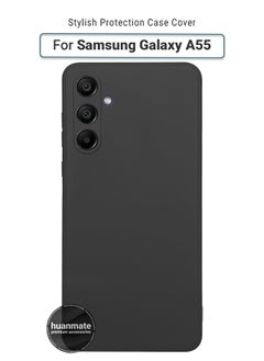 Buy Samsung Galaxy A55 Silicone Cover Black - Premium 2.0mm TPU Silicon, Enhanced Camera Protection with Lens Shield, Shockproof & Water-Proof Cover for Samsung Galaxy A55 in Saudi Arabia