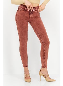 Buy Women Regular Fit Stretchable Denim Jeans, Peach in Saudi Arabia