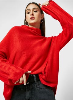 Buy High Neck Sweater With Pleated Sleeves in UAE