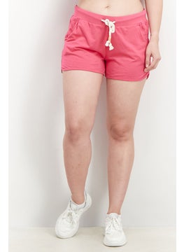 اشتري Women Drawstring Embroidered Logo Beach Short, Pink في السعودية