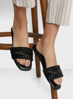 Buy Braided Square Toe Flat Sandal in Saudi Arabia