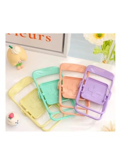 Buy 4Pcs Portable Mini Mobile Phone Stand Desktop Chair Stand Adjustable Yellow Green Lavender Macaron Colors Stand Foldable Shrink Decoration in UAE