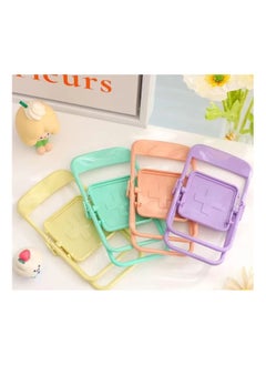 اشتري 4Pcs Portable Mini Mobile Phone Stand Desktop Chair Stand Adjustable Yellow Green Lavender Macaron Colors Stand Foldable Shrink Decoration في الامارات