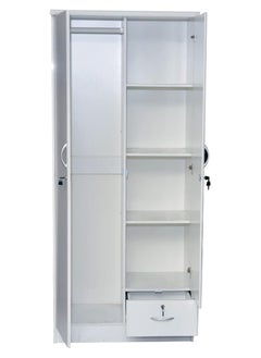 اشتري 2 Door Wooden Wardrobe Cabinet Cupboard Engineered Wood Perfect Modern Stylish Heavy Duty White في الامارات