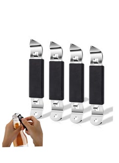 Buy Magnetic Bottle Openers Can Opener Classic Stainless Steel Small Hand Held Tapper with Magnet for Cans Beverages Refrigerator Camping and Traveling (Black 4 Pieces) in Saudi Arabia