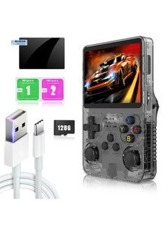 Buy R36S Handheld Retro Gaming Console Linux System with 128G TF Card, Preloaded with 15000+ Games, Retro Video Game Console 3.5-inch IPS Screen (Black 128G) in Saudi Arabia