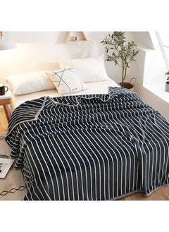 Buy Casual Comfort Striped Blanket Cotton Black/White 150x200centimeter in UAE