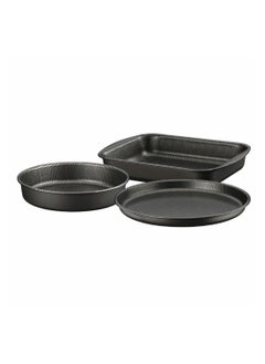 Buy TRAMONTINA Paris 3 Pieces Black Aluminum Roasting Pan Set with Interior and Exterior Starflon Max PFOA Free Nonstick Coating in UAE