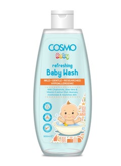 Buy Refreshing Baby Wash With Chamomile Aloe Vera And Vitamin E Extract That Cleanses Moisturizing And Nourishing Skin 500Ml in Saudi Arabia