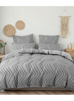 اشتري COMFY 6 PC WAVE COTTON SATIN LUXURY COLLECTION ALL SEASON COMFORTER SET 220 X 240 CM LIGHT GREY في الامارات