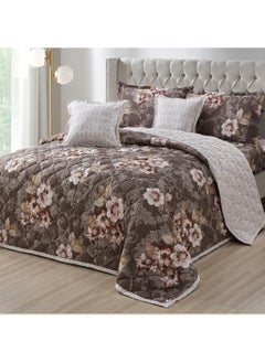 Buy HOURS Floral compressed luxury Comforter Set 6 Pieces, King Size in Saudi Arabia