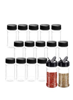 Buy 16-Piece Plastic Seasoning Jar Set For Pour Or Shake, Clear Seasoning Jar For Spices, Powders, Chillies 3.5Oz in UAE