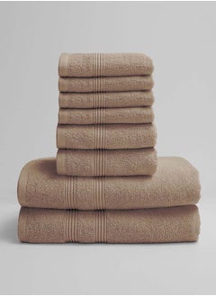 اشتري 8 Pieces Set by La'Marvel Affogat 550 GSM 100% Cotton Luxury Home Towels في السعودية