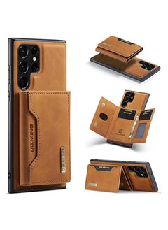 Buy Protector for Samsung Galaxy S23 Ultra Wallet Case 2 in1 Detachable Leather Wallet Back Cover for Samsung Galaxy S23 Ultra Magnetic Wallet Protective Guard Shell with Stand Card Holder Light Brown in Saudi Arabia