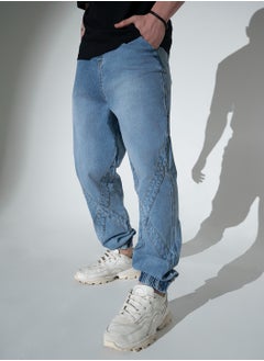 Buy Men Blue Relaxed Fit Mid-Rise Stretchable Jeans in UAE