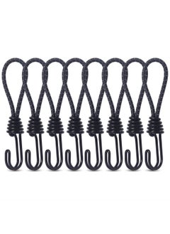 اشتري 8mm Bungee Cord Hooks, 8 Pack Heavy Duty Spiral Wire Hooks with Separable Reflective Elastic Rope for Camping, Trucks, and Boats, Black في السعودية