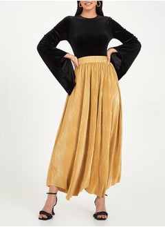 Buy Pleated Metallic A-Line Maxi Skirt in Saudi Arabia