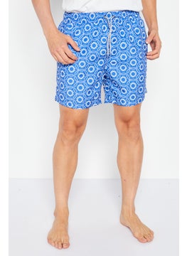 Buy Men Allover Printed Swim Short, Blue in UAE