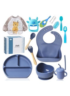 اشتري Baby Feeding Set 11-Piece, Baby Led Weaning Utensils Set Includes Suction Bowl and Plate, Baby Spoon and Fork, Sippy Cup with Straw and Lid, Spoon Set Stage 1 and Stage 2, Food Feeder, Gift Packaging في الامارات