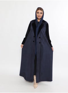 Buy A Winter Navy Wrap Abaya With Velvet Insert in Saudi Arabia