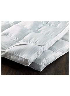 اشتري Deyarco Soft Comfort Super King Mattress Topper - 85GSM Microfiber 1 cm Stripe Super Soft Fabric - 500GSM Soft, Firm ,and Extra Thick Fibersheet with 4 sides Elastic Bands-Size: 200 x 200cm ,White في الامارات