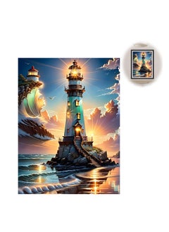 Buy Diamond Painting Kit, Beach Lighthouse 5D Diamond Art for Adults and Beginners, DIY Gem Art Craft Set with Round Diamonds, 12x16 inch in Saudi Arabia