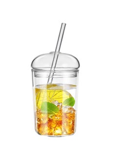 Buy Glass Tumbler with Straw and Lid 16oz Smoothie Cups Heat Resistant Juice Drinking Cup Clear Coffee Large Water Mug for Home Outdoor Travel in UAE