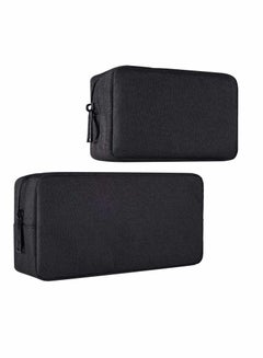 Buy Universal Electronics Accessories Organizer, 2pack Portable Soft Carrying Storage Case Bag for Charger Usb Cables Memory Cards Earphone Flash Hard, Small and Big black in UAE