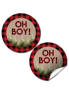 Buy Oh Boy! Outdoorsy Red And Black Plaid Lumberjack Baby Sprinkle Baby Shower For Boys Thank You Sticker Labels 40 2" Party Circle Stickers By Amandacreation Great For Party Favors Envelope Seals & Go in Saudi Arabia