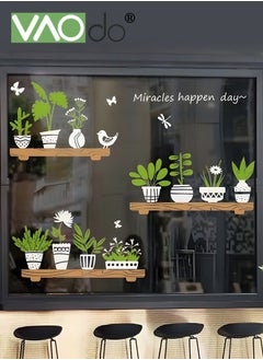 Buy Printed Wall Sticker Green Plant Wall Decoration Sticker Home Decoration Waterproof PVC Material Suitable For Smooth Wall Glass And Ceramic Tiles in UAE