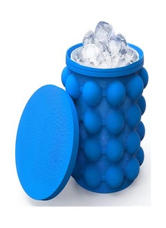 اشتري Goolsky Ice Cube Mold Ice Trays, Large Silicone Ice Bucket, (2 in 1) Ice Cube Maker, Round,Portable (Dark blue) في الامارات