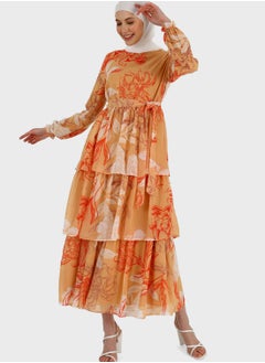 Buy Floral Print Ruffle Dress in UAE