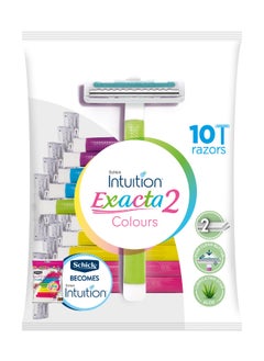 اشتري Schick Intuition Exacta 2 Colors - 10 Razors Assorted In Color في الامارات