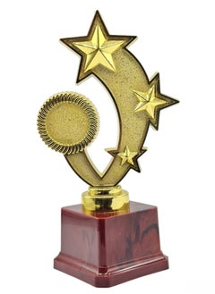 Buy 3-Star Trophy in Gold with Wooden Base – Premium Award for Excellence in Sports, Academics & Competitions in UAE