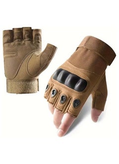 Buy SPORTQ®️ Men's Motorcycle Gloves, Size L, Anti-Slip, Windproof Fingerless Gloves for Outdoor Use to Protect Fingers in Egypt