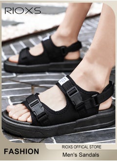 Buy Men's Casual Open Toe Water Sandal Breathable Non-Slip Beach Sandals Pool Slide Adjustable Flat Shoes With Back-Strap in Saudi Arabia