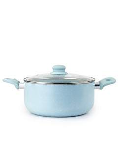 Buy WILSON Oak Casserole with Lid and Marble Coating, Soft Touch Handle, Stew Pot Suitable for Gas, Electric, Induction, and Ceramic Stove Dutch Oven - 24cm – Blue in UAE