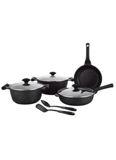 Buy Prestige Essentials 9pcs Pots and Pans Set | Nonstick Cookware Sets |  Granite Pots Set | Kitchen Induction Pots and Pans Cooking Sets | Pan Sets for Cooking - Black in UAE