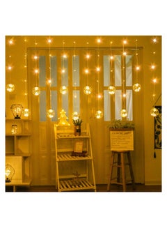 Buy Solar String Lights Curtain Wishing Icicle Ball Lights Waterproof with 8 Flashing Modes Indoor Outdoor Home Wedding Party New Year Garden Balcony Fence Warm White in UAE
