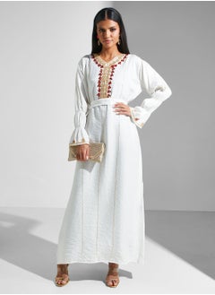 اشتري Embellished Belted Jalabiya في السعودية