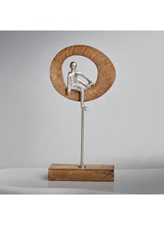 Buy Odin Aluminum Sculpture with Wooden Base and Ring 16 x 30 x 9 cm in UAE