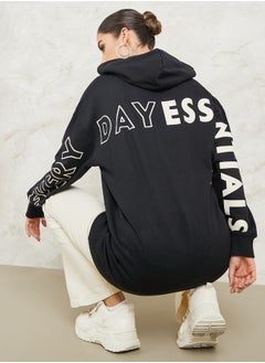 اشتري Oversized Longline Hoodie with Back & Sleeve Print في السعودية