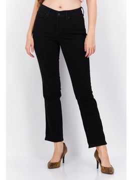 اشتري Women Regular Fit Plain Dark Stretchable Denim, Black في الامارات