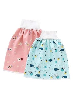Buy 2 Pack Waterproof Diaper Pants Cotton Diaper Shorts Waterproof Baby Pee Training Skirt for Baby Toddler Boy Girl Night Time Sleeping in Saudi Arabia