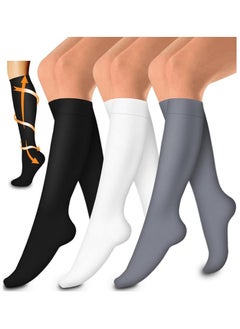 اشتري 3 Pack Medical Compression Socks-Compression Socks For Women and Men Circulation -Best for Running,Nursing,Athletic(L/XL) في الامارات