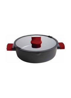 اشتري Forged Aluminum Shallow Casserole And Lid Black Red 24Cm Thickness 2.8Mm Bc2048 في السعودية