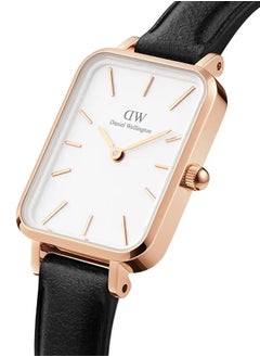 Buy Daniel Wellington Quadro Pressed Sheffield Eggshell White Women's Watch 20*26mm Dial with Black Leather Strap DW00100434 in Saudi Arabia