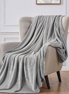 Buy SANDY Fleece Blanket, Made of Premium Microfiber, Super Soft Flannel Blanket for Bed, Sofa, Couch and Home Decorations , king Size, (240x220)cm, Light Grey in Saudi Arabia